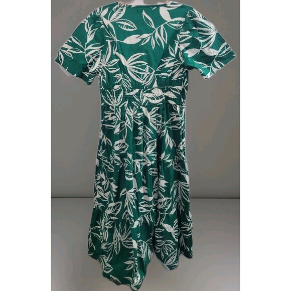 NWT Meadow Rhodes Green Leaf Print Summer Midi Dress Size Large - Picture 8 of 8